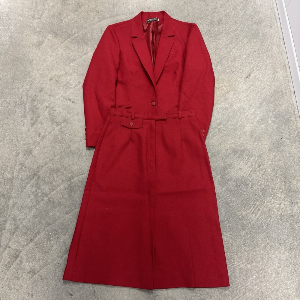 Vintage Ashley Brooke Red Skirt Suit Set Women's Size 10 Jacket & Skirt